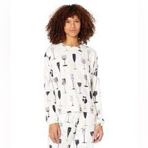 P.J. Salvage White and Black Wine Glass Pajama Set